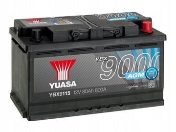Акумулятор Yuasa AGM 80AH 800A P + YBX9115