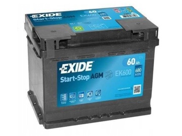 Аккумулятор Exide AGM 12V 60Ah 680A P+ EK600