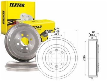 TEXTAR KOMPLET BĘBNÓW HAMULCOWYCH 424724 91509908