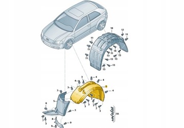 NADKOLE PRAWY PRZÓD AUDI A3 8P 8P0821172G OD ASO