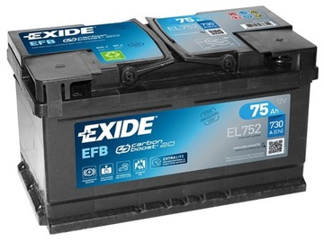 Батарея EXIDE EFB START-STOP 75AH 730a EL752