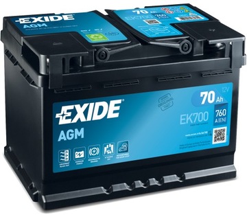 Akumulator AGM EXIDE EK700 12V 70Ah 760A
