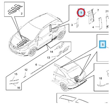 НАКЛЕЙКА ОКОННОЙ РАМЫ ПРАВАЯ OPEL CORSA D HB 39040721