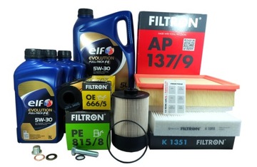 4xFiltr + olej 5W30 Elf Opel Vivaro B 1.6 CDTI 14-