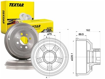 ГАЛЬМІВНІ БАРАБАНИ TEXTAR 0K60B26251 А 8DT355302411 3