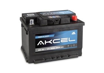 AKUMULATOR AKCEL 12V 56Ah 480A P+