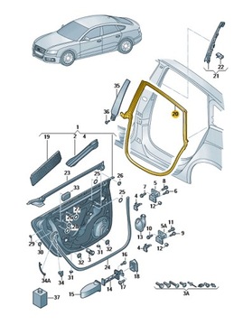 Уплотнитель двери внутренний задний левый AUDI A5 B8