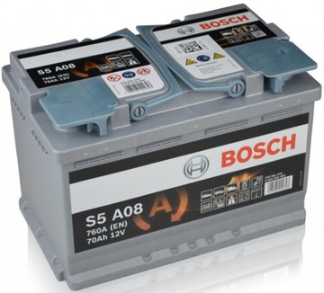 Аккумулятор BOSCH S5 AGM 70AH 760A S5A08 START STOP