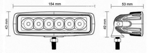 РОБОЧА ЛАМПА 6 LED ГАЛОГЕННА СМУГА LIGHTBAR 12V 24V - 6