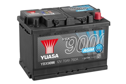 Акумулятор Yuasa YBX9096 AGM 70AH 760A START-STOP - 1