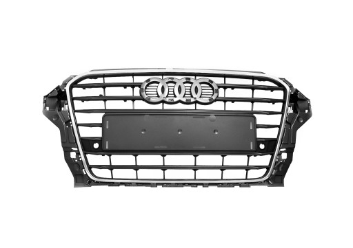 AUDI A3 8V 12- ATRAPA GRILL SREBRNA ŚRODKOWA CHROM - 1