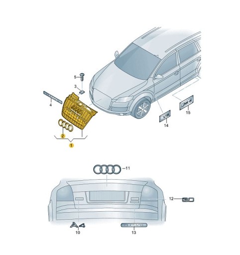 Решітка радіатора гриль чорний AUDI A4 B7 Sline ASO - 4