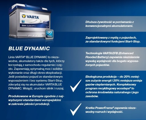 Батарея 60Ah/540a L + / D48-Varta BLUE DYNAMIC - 3