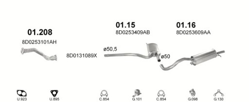 Колекторна труба Audi A4 1,6+1,8 94-01R + прокладка - 2