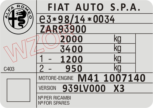 Табличка / табличка Alfa Romeo - 1