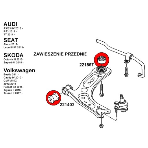 TULEJA TULEJE WAHACZA PRZÓD VW PASSAT B8 / BEETLE - 4