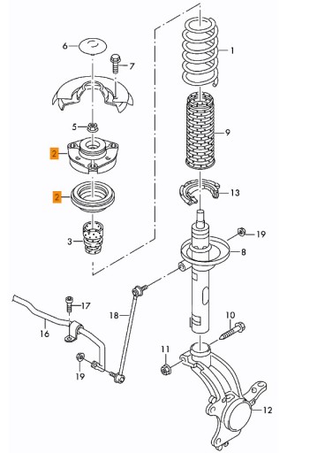 Передняя верхняя резиновая пружина Audi A3 Q2 TT Mount - 3