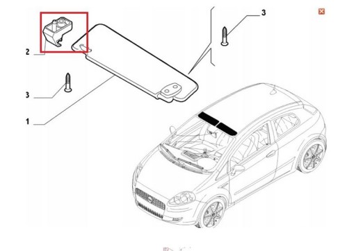 Фіксатор сонцезахисного козирка Fiat Punto Evo My - 3