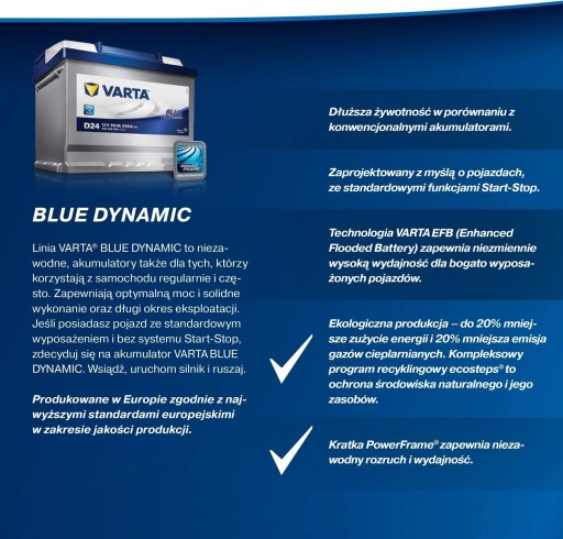 Аккумулятор Varta BLUE D43 60Ah 540a - 2