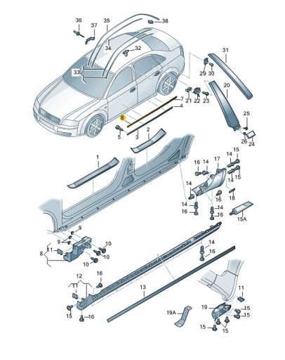 LISTWA OCHRONNA DRZWI AUDI A4 B6 B7 PRZÓD PRAWA - 3