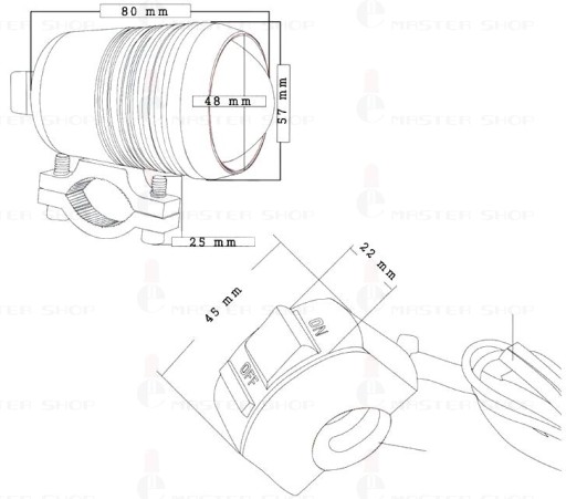 ГАЛОГЕННАЯ ЛАМПА ФАРЫ CREE LED 2 ШТ. + ВКЛЮЧАТЕЛЬ - 4