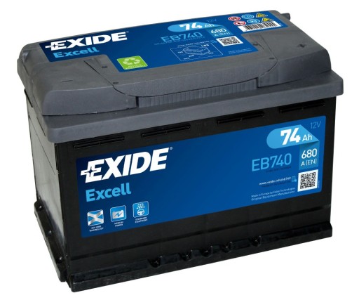 АКУМУЛЯТОР EXIDE EXCELL 74AH 680A 74AH EB740 - 2
