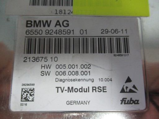 BMW F10 F01 F15 F07 F12 MODUŁ TV TUNER 9248591 RSE - 4