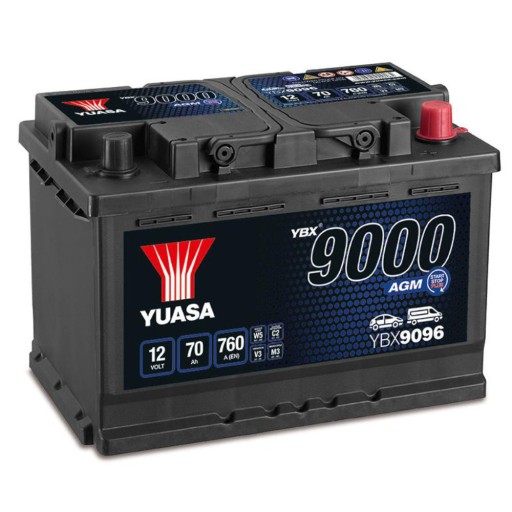 Akumulator Yuasa AGM 12V 70Ah 760A P+ YBX9096 - 1