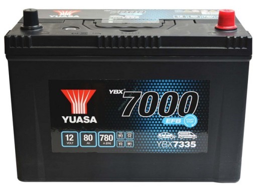 Акумулятор YUASA EFB 80Ah 780a YBX7335 DOJ + WYM LDZ - 1