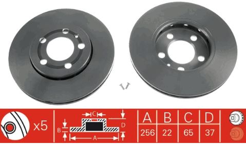 Диски колодки передні передні VW POLO 9N1 01-256mm - 5