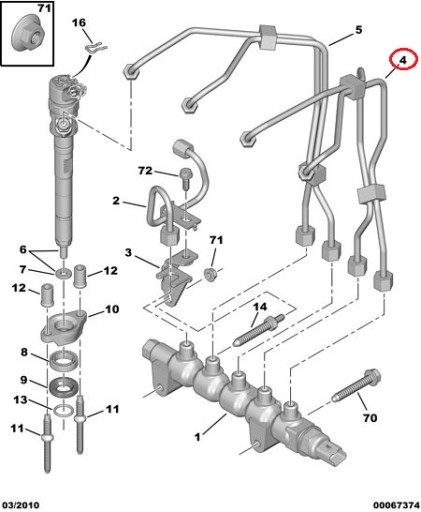 PRZEWÓD PALIWA 3008 5008 1.6 HDI 1-2 CYLINDER ORYG - 5