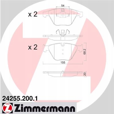 Колодки ZIMMERMANN передні BMW 3 E90 E91 312mm - 2