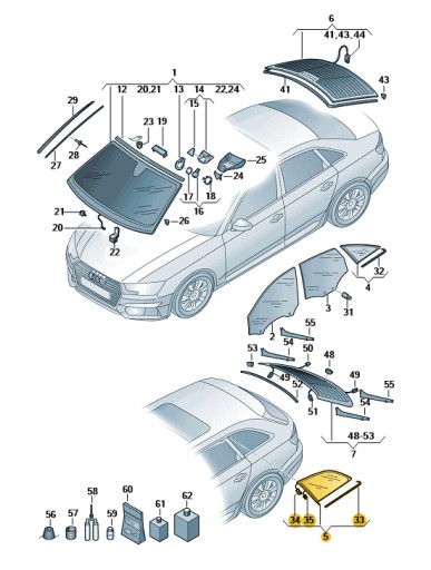 *SZYBA TYLNA LEWA PRZYCIEMN AUDI A4 B9 ASO - 3