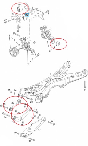 ZESTAW ZAWIESZENIA TYLNEGO WAHACZY MAZDA 3 BK 03- - 2