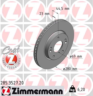 Передні диски і колодки ZIMMERMANN KIA HYUNDAI - 2