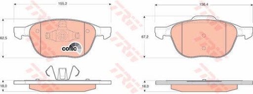 Диски передні колодки TRW FORD FOCUS III 1.6 - 2