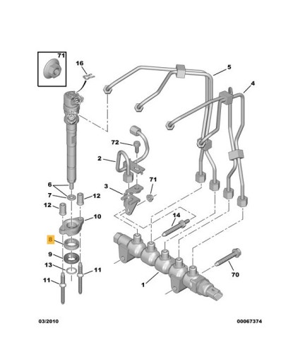 КОМПЛЕКТ ДЛЯ РЕМОНТУ ІНЖЕКТОРА ORINGS PSA 1.6 HDI - 6