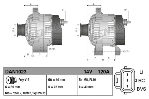 ALTERNATOR 12V FORD Prąd ładowania alternatora [A] - 16