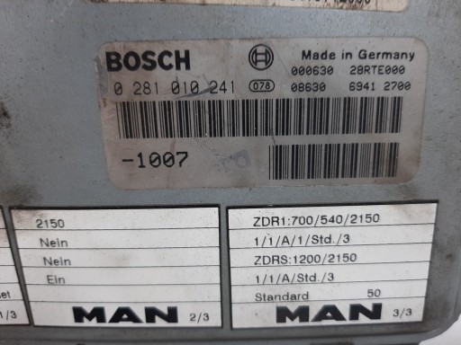 MAN 19.343 EURO2 SILENT 10000CM3 98R КОНТРОЛЕР ДВИГУНА BOSCH 0281010241 - 5