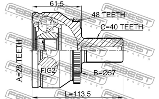 Зовнішній шарнір 28X57X40 VOLVO S80 2007- - 7