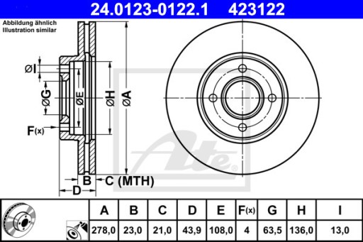 TARCZE HAMULCOWE ATE do FORD FIESTA 1.4 1.6 Ti - 2