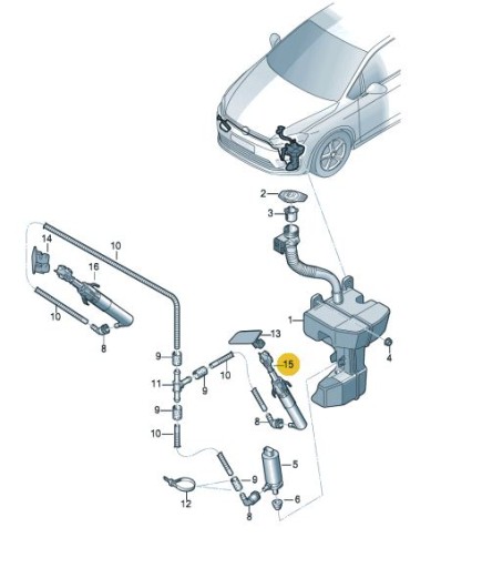 Spryskiwacza lampy reflektora VW Golf Sportsvan - 3