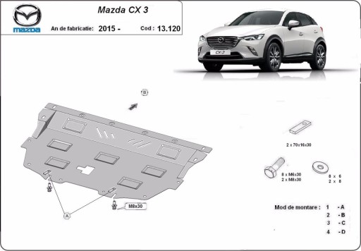 Сталевий кожух двигуна Mazda CX3 (2015-2022) - 2