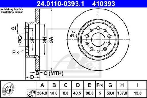 Tarcze i klocki tył ATE FIAT TIPO 1.6 D (356HXG1B - 3