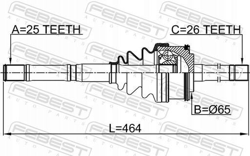 FEBEST 2214-K2700 шарнірний комплект, приводний вал - 4