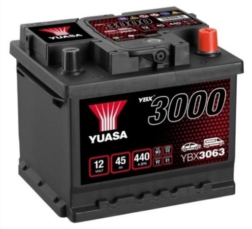 AKUMULATOR YUASA 45Ah 440A YBX3063 DOJ+WYM LDZ - 1