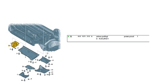 Кришка підлоги права передня AUDI A6 A7 4G0825202A - 1