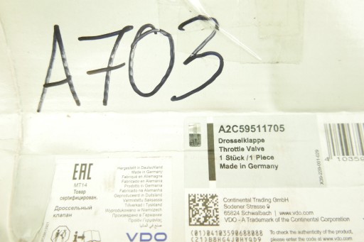 ДРОСЕЛЬНА ЗАСЛІНКА VDO A2C59511705 06F133062 A AG EG JMQ - 10