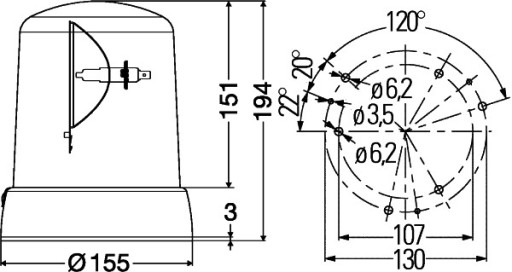 HELLA LAMPA SYGNALIZACYJNA (KOGUT) 24V, HALOGEN, Ż - 3