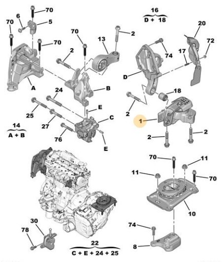 PODUSZKA SILNIKA PEUGEOT 308 3008 2.0 BLUEHDI ORYG - 9